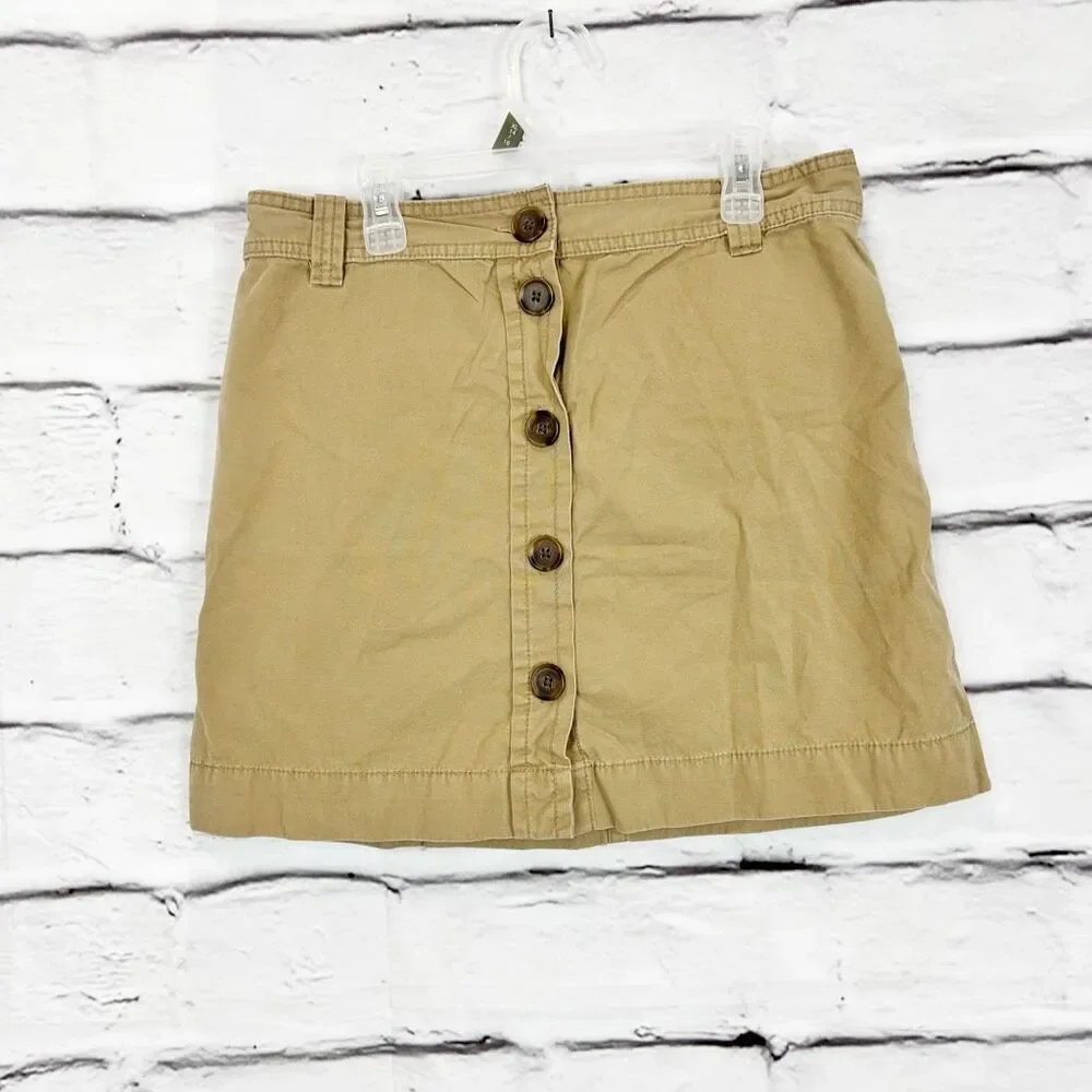 J.CREW Women's Size 4 Beige A-Line Button-Down Skirt Casual - Picture 2 of 6